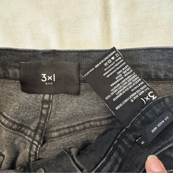 3x1 Made Here Jeans Size 28 in Black Wash ~ Frayed Side Trim Ankle Straight Leg - Picture 8 of 9
